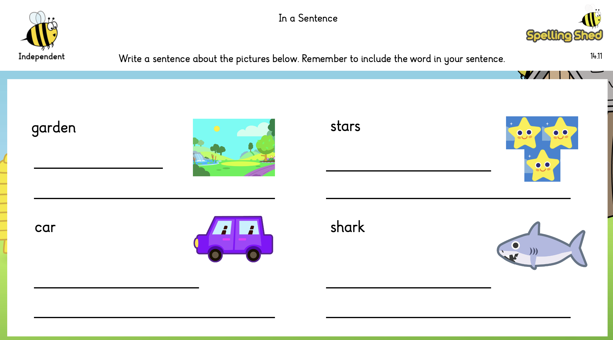 words in a sentence worksheet